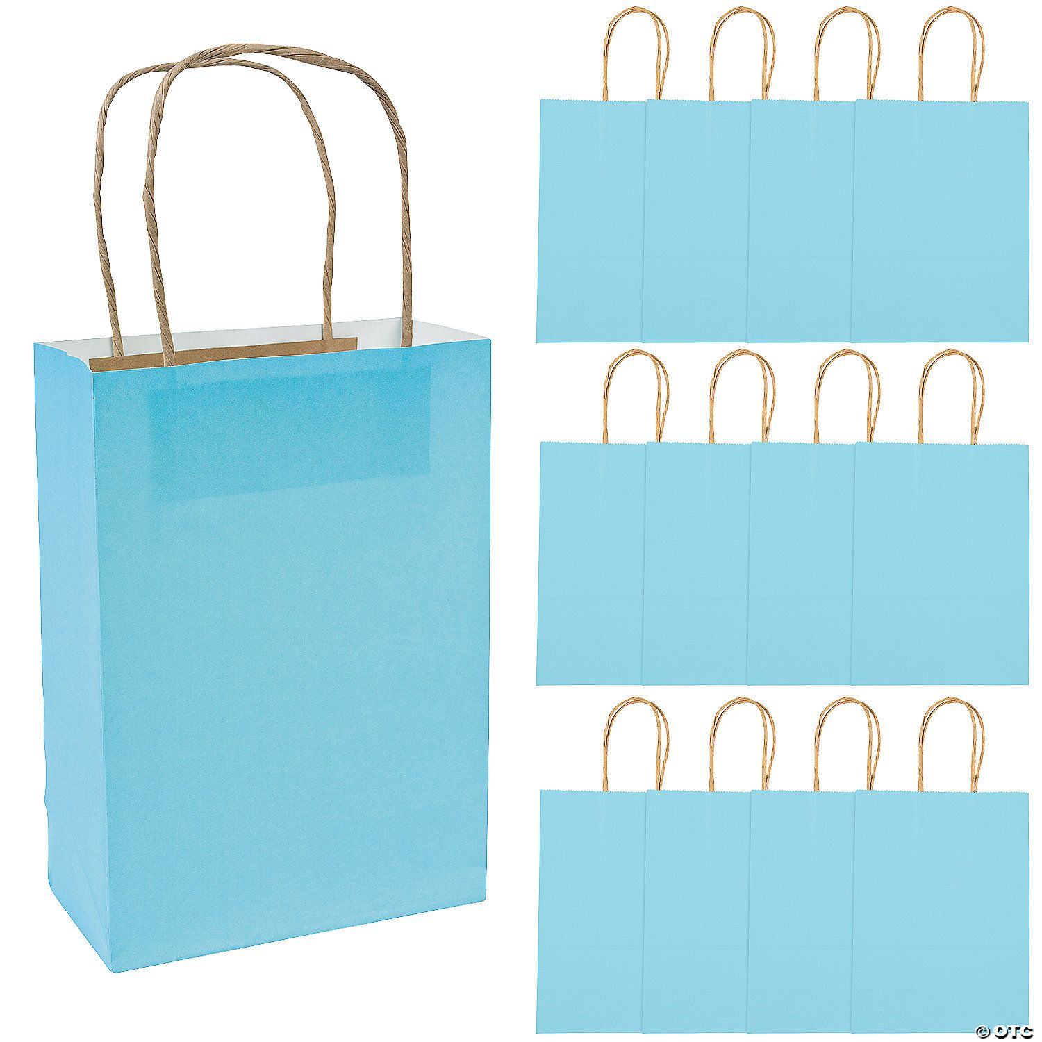 Kraft Bag Medium Light Blue 6.5&quot; x 3.2&quot; x 9&quot; - 12 Ct Poly Bag