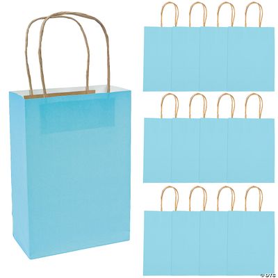 Kraft Bag Medium Light Blue 6.5&quot; x 3.2&quot; x 9&quot; - 12 Ct Poly Bag