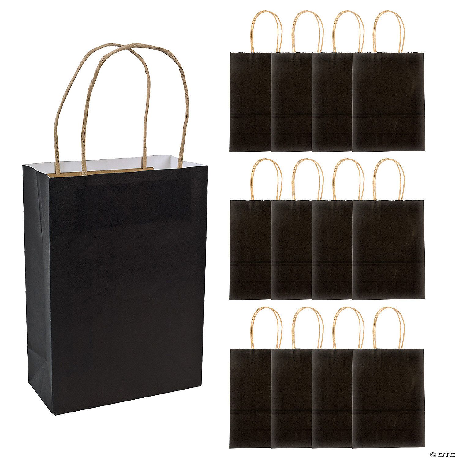 Kraft Bag Medium Black 6.5&quot; x 3.2&quot; x 9&quot; - 12 Ct Poly Bag