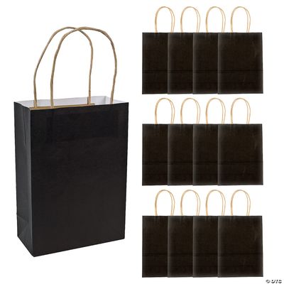 Kraft Bag Medium Black 6.5&quot; x 3.2&quot; x 9&quot; - 12 Ct Poly Bag