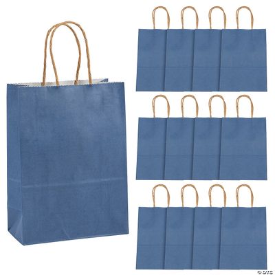 Kraft Bag Medium Blue 6.5&quot; x 3.2&quot; x 9&quot; - 12 Ct Poly Bag