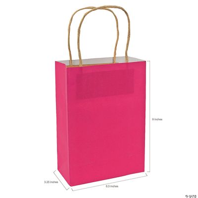 Kraft Bag Medium Hot Pink 6.5" x 3.2" x 9" - Single
