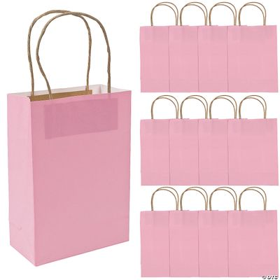 Kraft Bag Medium Pink 6.5&quot; x 3.2&quot; x 9&quot; - 12 Ct Poly Bag