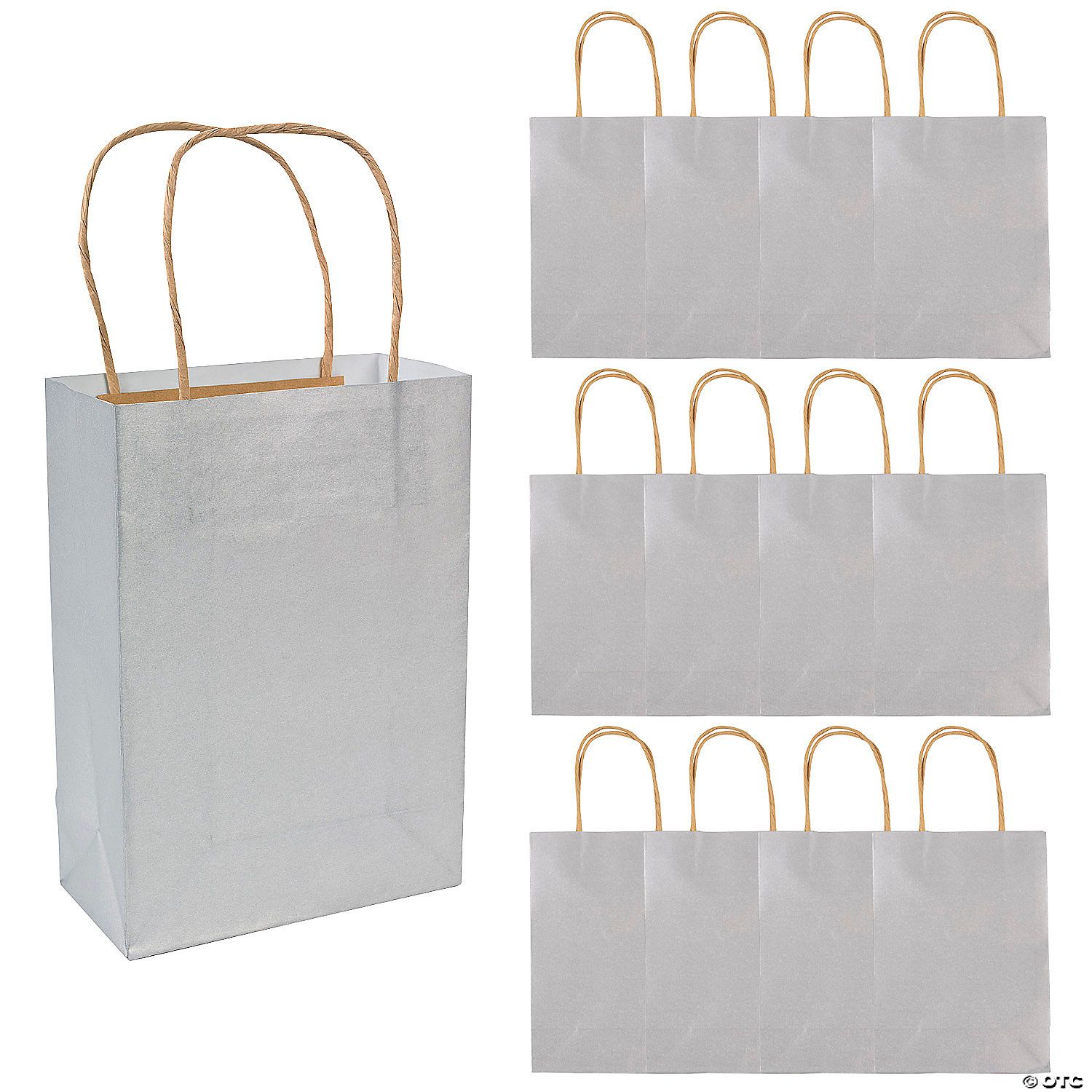 Kraft Bag Medium Silver 6.5&quot; x 3.2&quot; x 9&quot; - 12 Ct Poly Bag