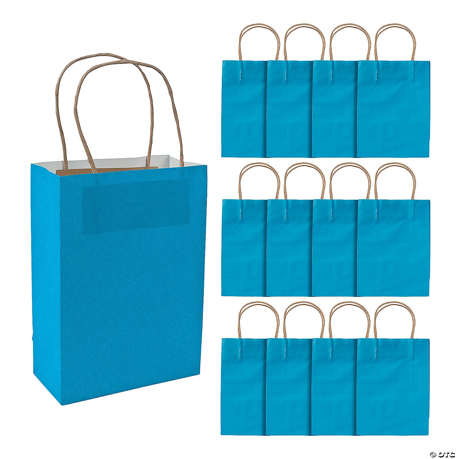 Kraft Bag Medium Turquoise 6.5&quot; x 3.2&quot; x 9&quot; - 12 Ct Polyt Bag