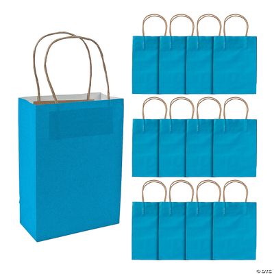 Kraft Bag Medium Turquoise 6.5&quot; x 3.2&quot; x 9&quot; - 12 Ct Polyt Bag