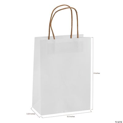 Kraft Bag Medium White 6.5" x 3.2" x 9" - Single
