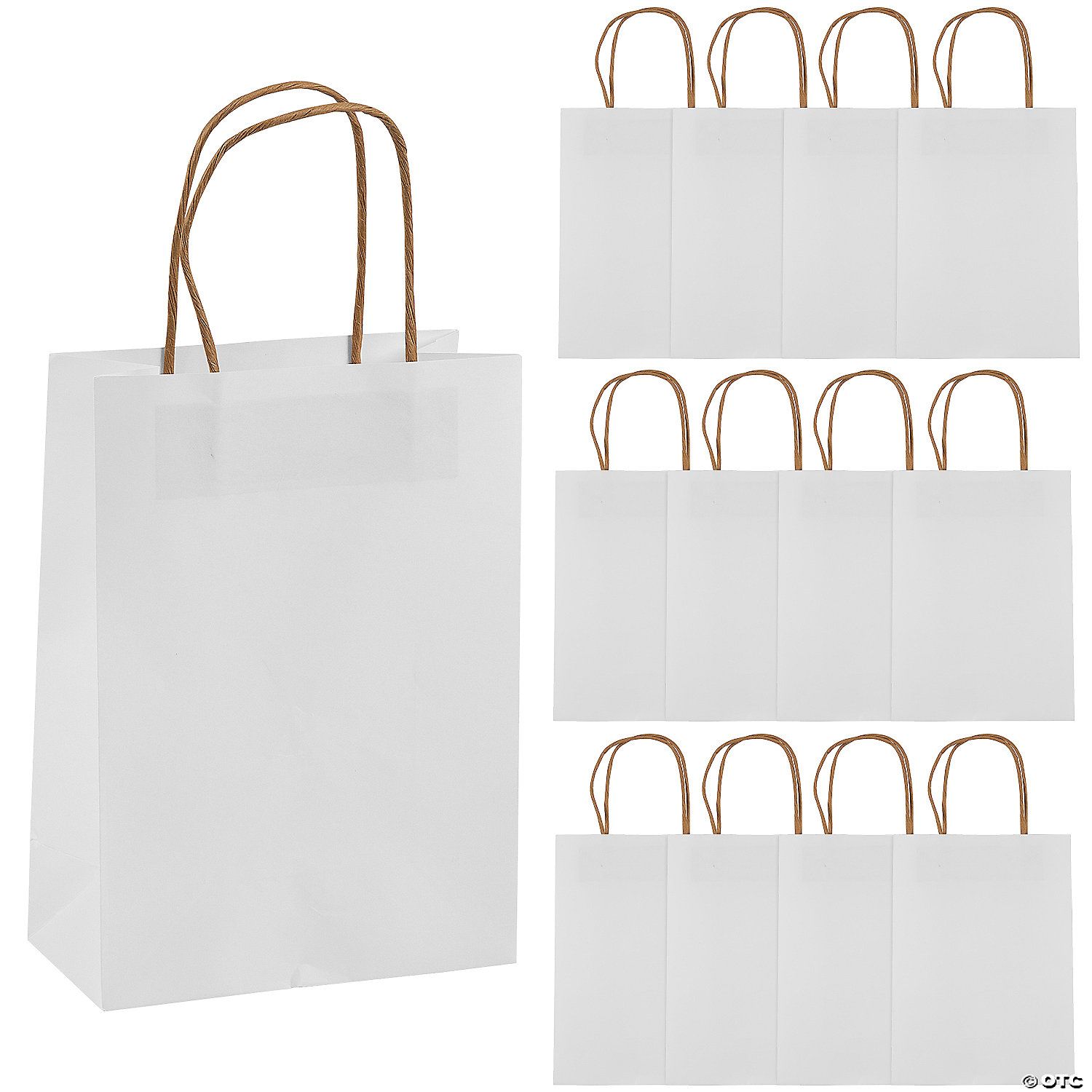 Kraft Bag Medium White 6.5&quot; x 3.2&quot; x 9&quot; - 12 Ct Poly Bag