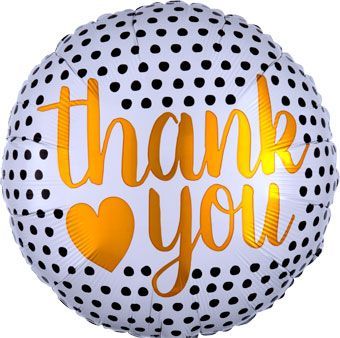 Thank You Modern Dots - 17&quot; Helium Filled Foil Balloon, Ribbon