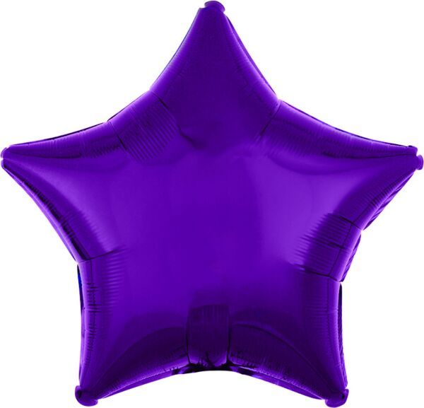 Metallic Purple Star - 19&quot; Helium Filled Foil Balloon, Ribbon