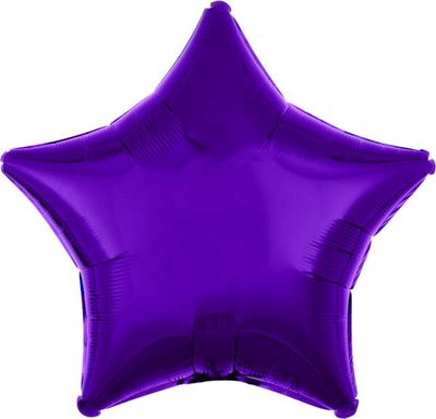 Metallic Purple Star - 19&quot; Helium Filled Foil Balloon, Ribbon