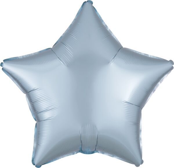 Luxe Pastel Blue Star - 19&quot; Helium Filled Foil Balloon, Ribbon