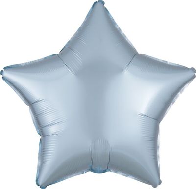 Luxe Pastel Blue Star - 19&quot; Helium Filled Foil Balloon, Ribbon