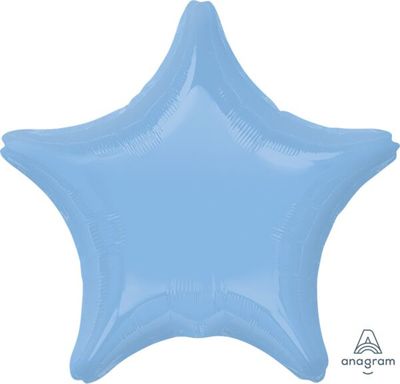 Pastel Blue Star - 19&quot; Helium Filled Foil Balloon, Ribbon