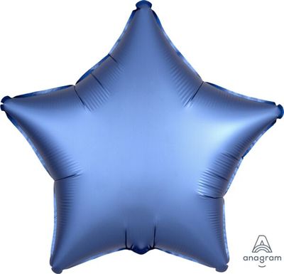 Luxe Azure Star - 19&quot; Helium Filled Foil Balloon, Ribbon