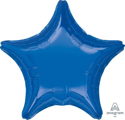 Dark Blue Star - 19&quot; Helium Filled Foil Balloon, Ribbon