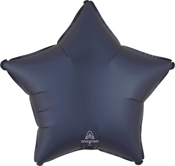 Satin True Navy Star - 19&quot; Helium Filled Foil Balloon, Ribbon