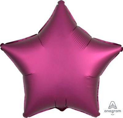 Luxe Pomegranate Star - 19&quot; Helium Filled Foil Balloon, Ribbon