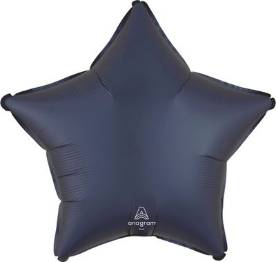 Satin True Navy Star - 19&quot; Helium Filled Foil Balloon, Ribbon