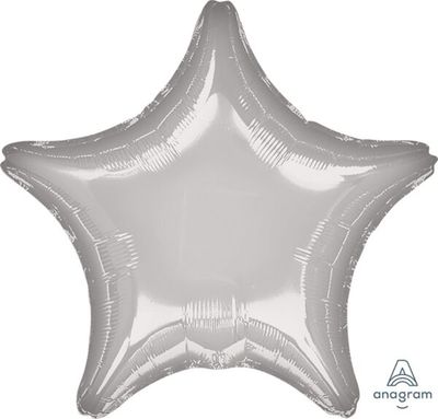 Metallic Silver Star - 19&quot; Helium Filled Foil Balloon, Ribbon