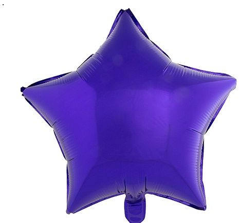 Metallic Purple Star - 18&quot; Helium Filled Foil Balloon, Ribbon