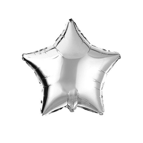 Metallic Silver Star - 18&quot; Helium Filled Foil Balloon, Ribbon