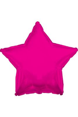 Metallic Hot Pink  Star - 18&quot; Helium Filled Foil Balloon, Ribbon
