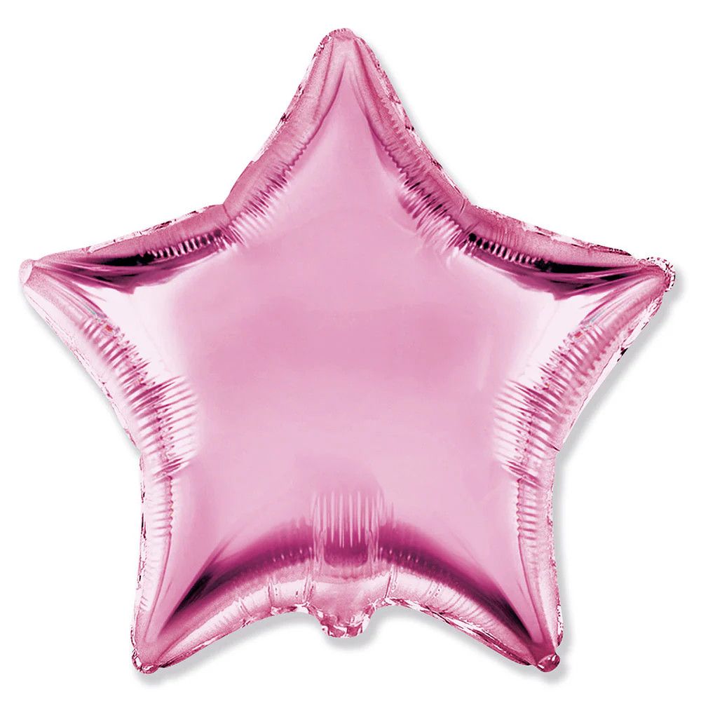 Metallic Light Pink Star - 18&quot; Helium Filled Foil Balloon, Ribbon