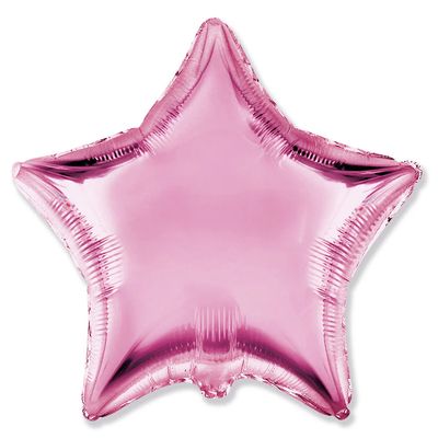 Metallic Light Pink Star - 18&quot; Helium Filled Foil Balloon, Ribbon