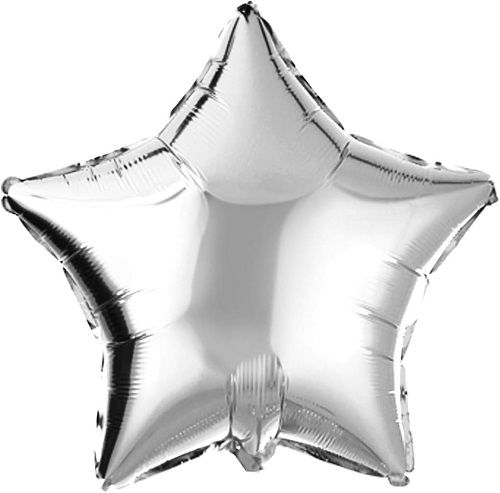Metallic Silver Star - 25&quot; Helium Filled Foil Balloon, Ribbon