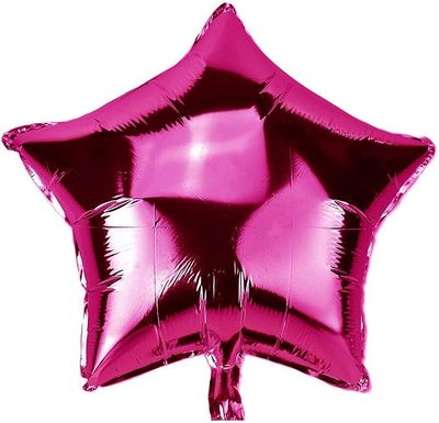 Metallic Hot Pink Star - 25&quot; Helium Filled Foil Balloon, Ribbon
