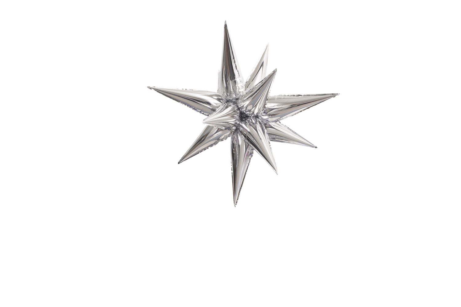 Silver 3D Starburst Air Fill Foil Balloon, Size: 27.5&quot;