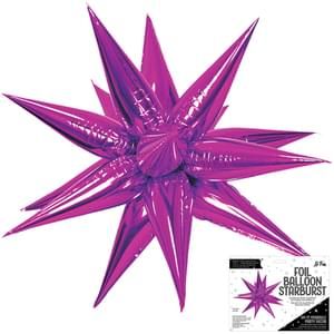 Fuchsia 3D Starburst Air Fill Foil Balloon