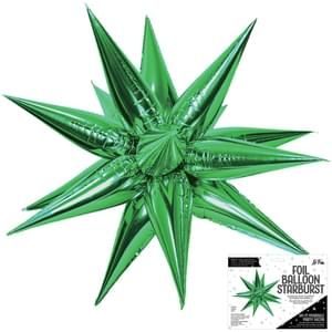 Green 3D Starburst Air Fill Foil Balloon
