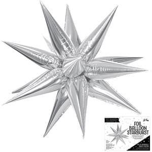 Silver 3D Starburst Air Fill Foil Balloon