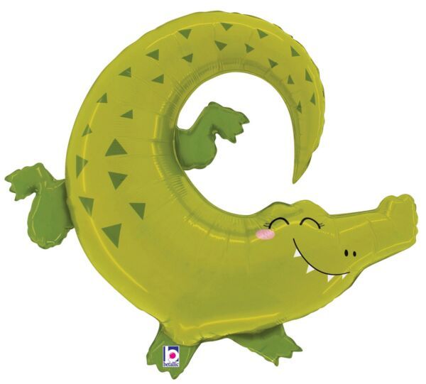 Jungle Alligator - 34&quot; Helium Filled Foil Balloon, Ribbon