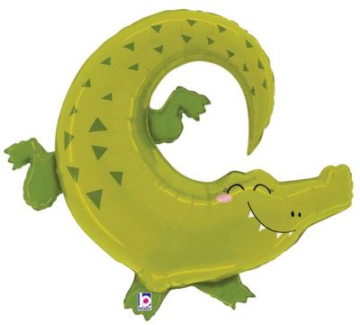 Jungle Alligator - 34&quot; Helium Filled Foil Balloon, Ribbon
