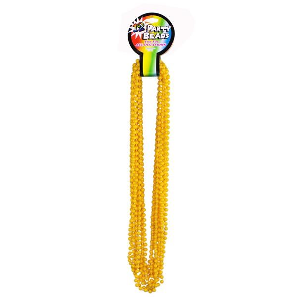 Party Beads 33&quot; - , Color: Yellow, Count: 12 Ct.