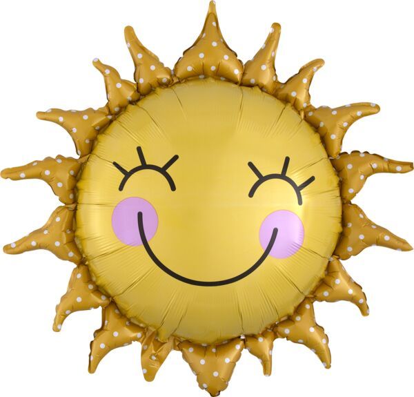 Sunshine Sun - 29&quot; Helium Filled Foil Balloon, Ribbon