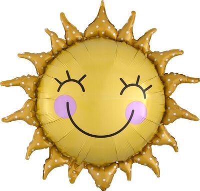 Sunshine Sun - 29&quot; Helium Filled Foil Balloon, Ribbon