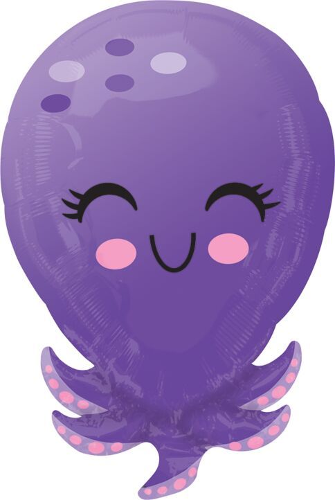 Octopus - 21&quot; Helium Filled Foil Balloon, Ribbon