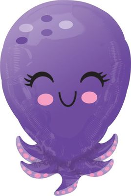 Octopus - 21&quot; Helium Filled Foil Balloon, Ribbon