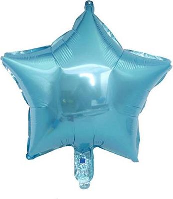 Metallic Light Blue Star - 18&quot; Helium Filled Foil Balloon, Ribbon
