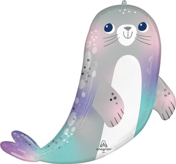 Under the Sea Seal - 30&quot; Helium Filled Foil Balloon, Ribbon