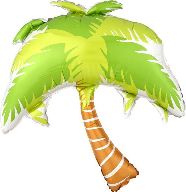 Summer Scene Palm Tree - 33&quot; Helium Filled Foil Balloon, Ribbon