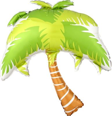 Summer Scene Palm Tree - 33&quot; Helium Filled Foil Balloon, Ribbon