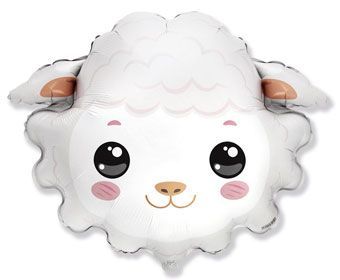 Sheep Head - 30&quot; Helium Filled Foil Balloon, Ribbon