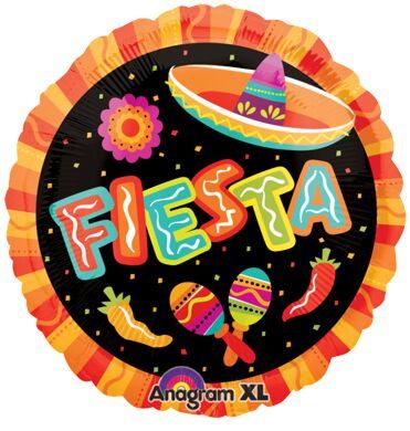 Fiesta More Fun - 17&quot; Helium Filled Foil Balloon, Ribbon