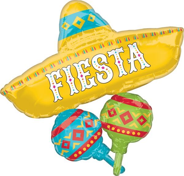 Papel Picado Fiesta - 38&quot; Helium Filled Foil Balloon, Ribbon