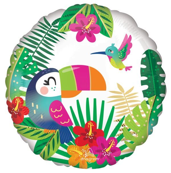 Tropical Paradise - 17&quot; Helium Filled Foil Balloon, Ribbon